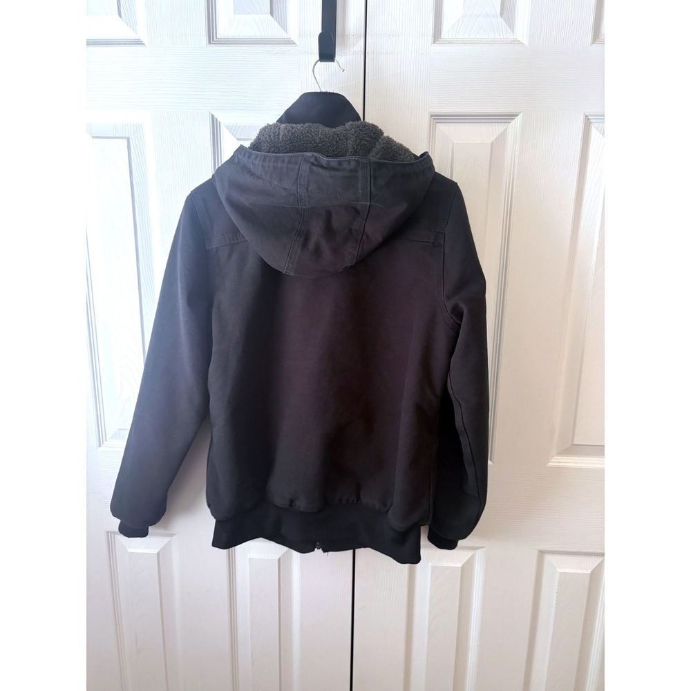 CARHARTT Black Weathered Wildwood Sherpa Lined Hooded Canvas Jacket M - Picture 3 of 12